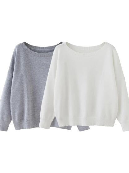 Scoop Neck Knitted Sweater