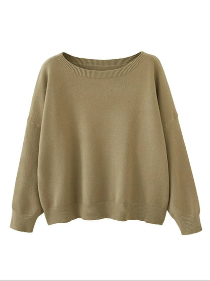 Scoop Neck Knitted Sweater