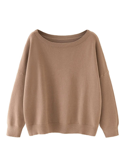 Scoop Neck Knitted Sweater