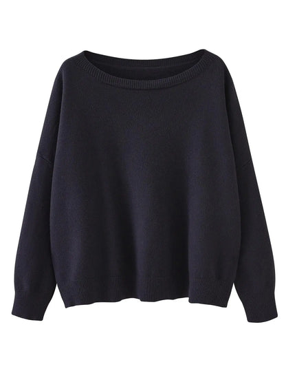Scoop Neck Knitted Sweater