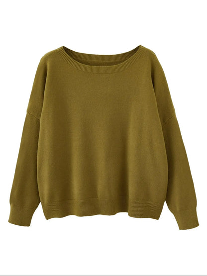 Scoop Neck Knitted Sweater