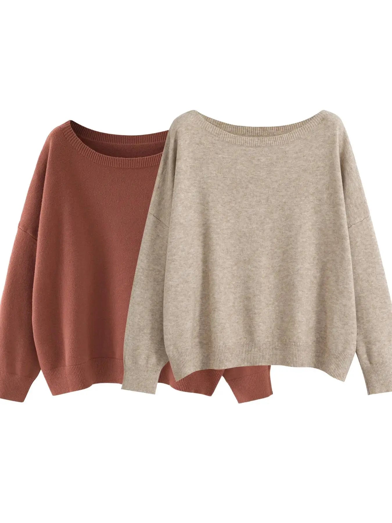 Scoop Neck Knitted Sweater