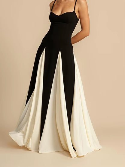 Elegant Pleated Backless Sleeveless Maxi Dress